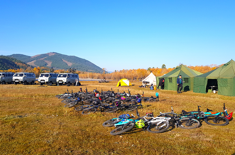 Camping in Mongolian steppe